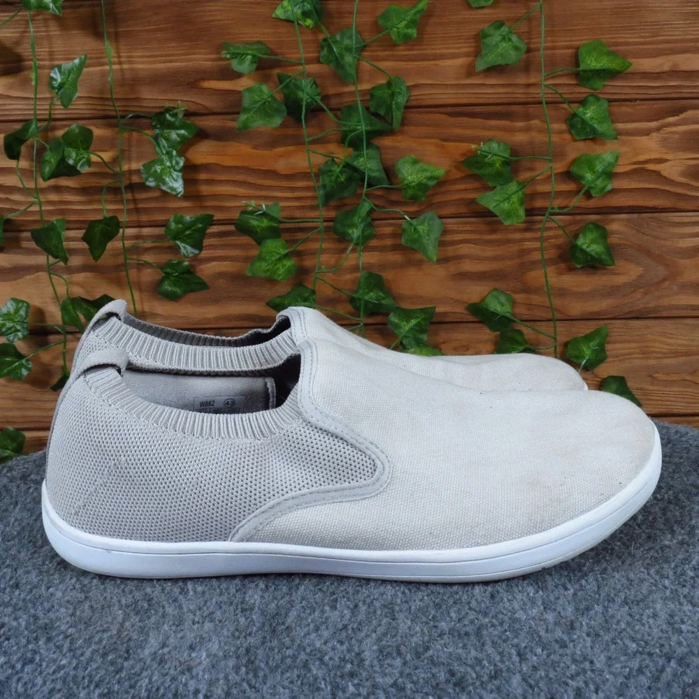 Whitin Men's Slip-On Casual Shoes Size 43 Light‎ Gray Canvas Minimalist Walking
